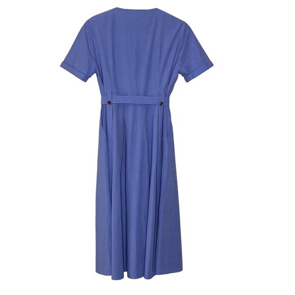 SIMPLE RETRO  BLUE  COTTAGECORE VINTAGE INSPIRED   COTTON MIDI  DRESS  SIZE S - Picture 2 of 10